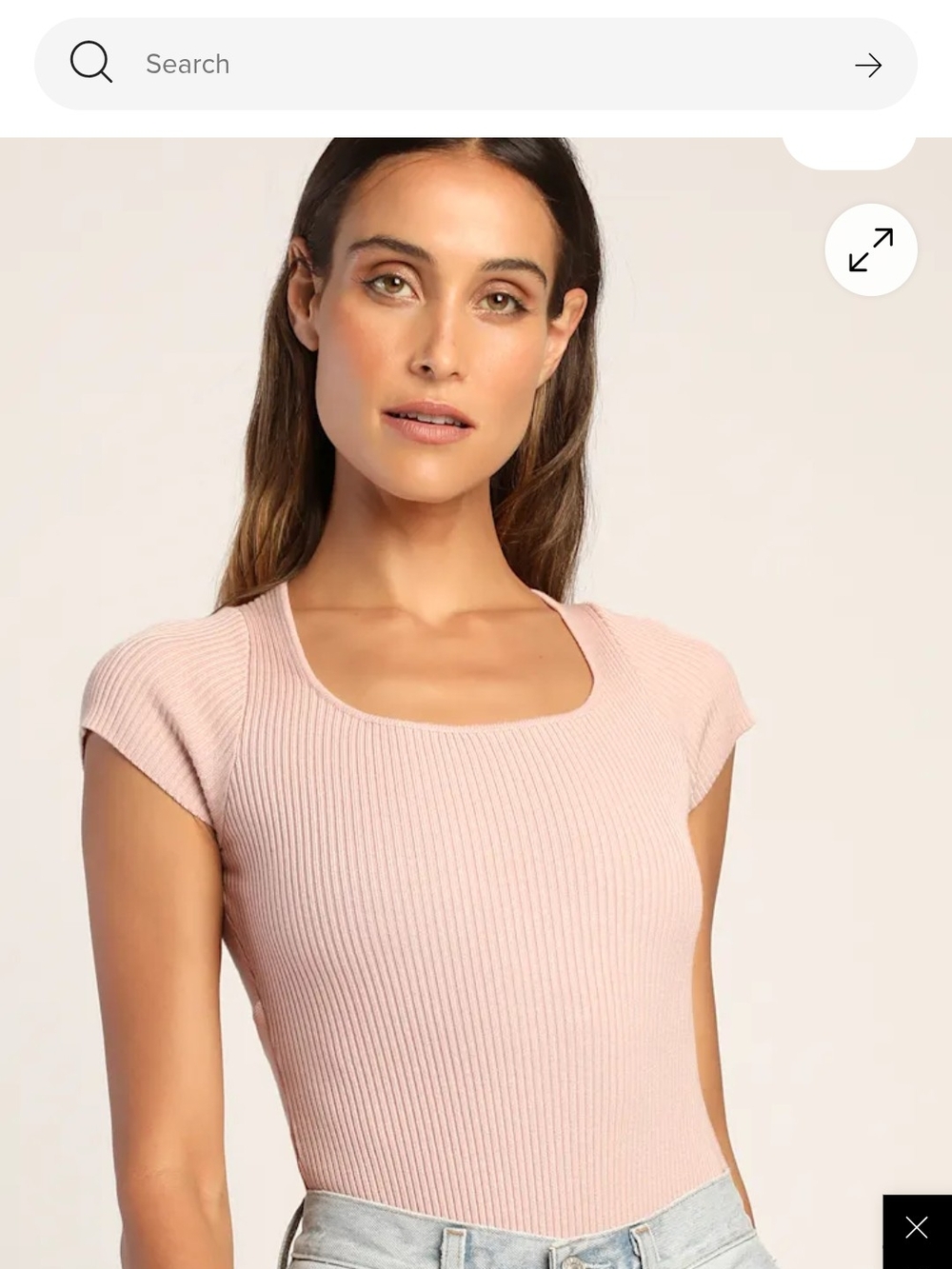 Lulu Open-Back Ribbed Tie-Back Bodysuit in Blush Pink - Picture 2 of 5